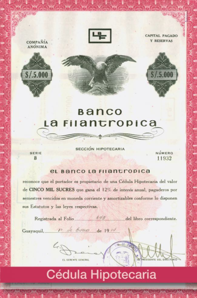 Cédula Hipotecaria Banco La Filantrópica